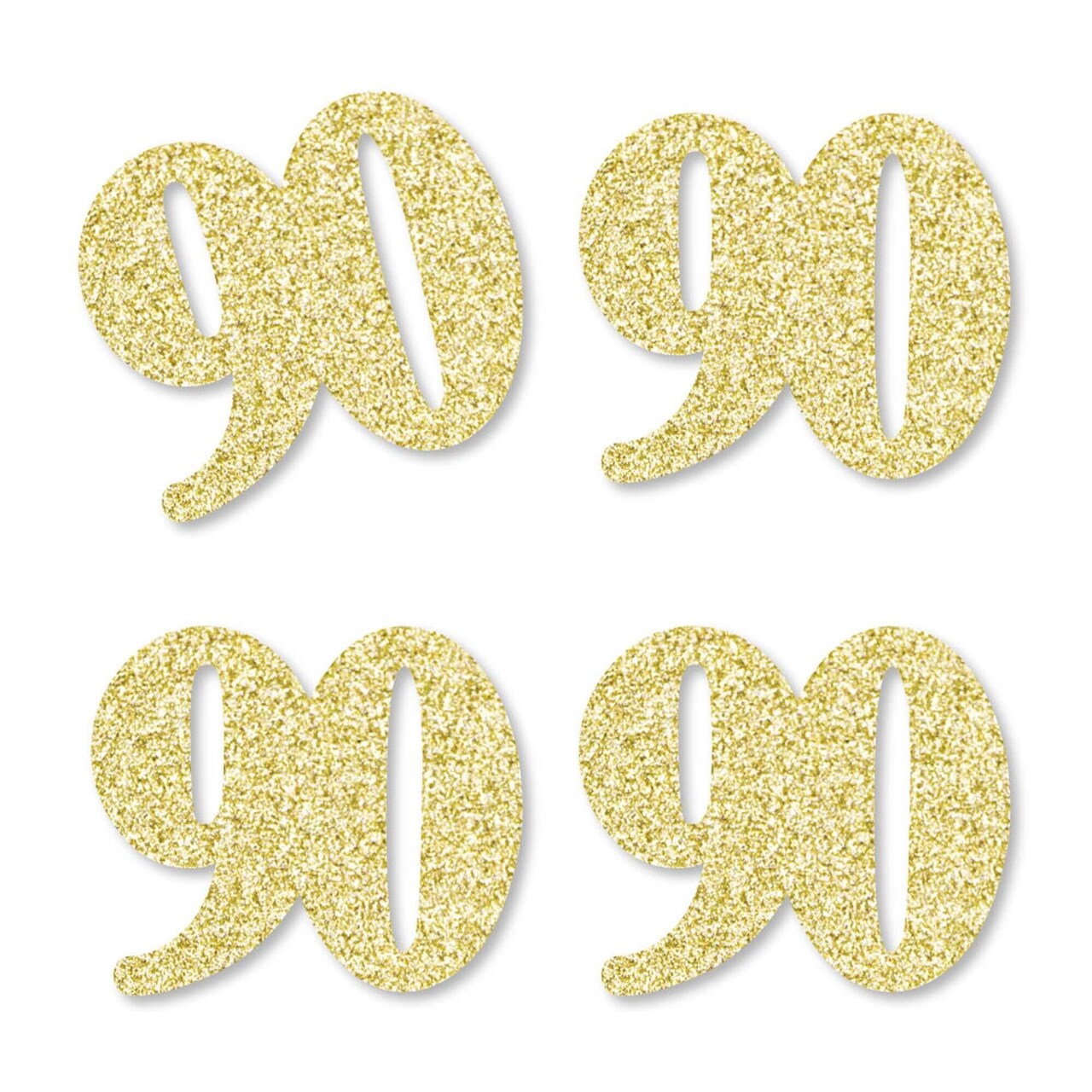 Big Dot of Happiness Gold Glitter 90 - No-Mess Real Gold Glitter Cut-Out Numbers - 90th Birthday Party Confetti - Set of 24